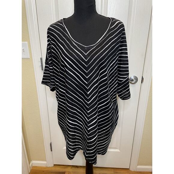 Chicos Size 4 (18-20) Women’s Black Stripe Blouse 100% Linen EUC - Picture 1 of 9